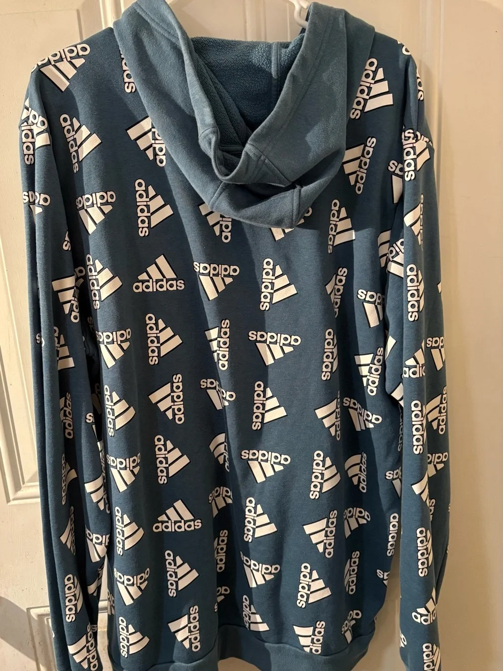 adidas Teal Allover Logo Pullover Hoodie XXT #Campus #Athleisure #Tailgates#Jock